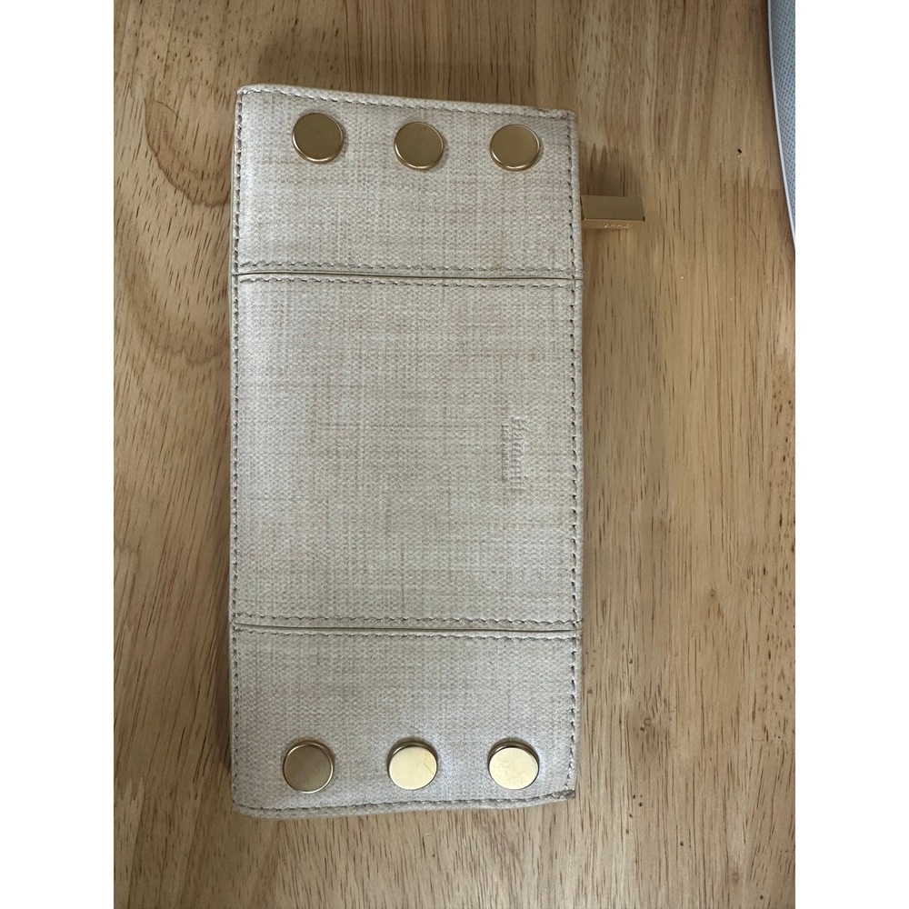 Hammitt 110 North Wallet Semolina Cream Brushed Gold Leather EUC